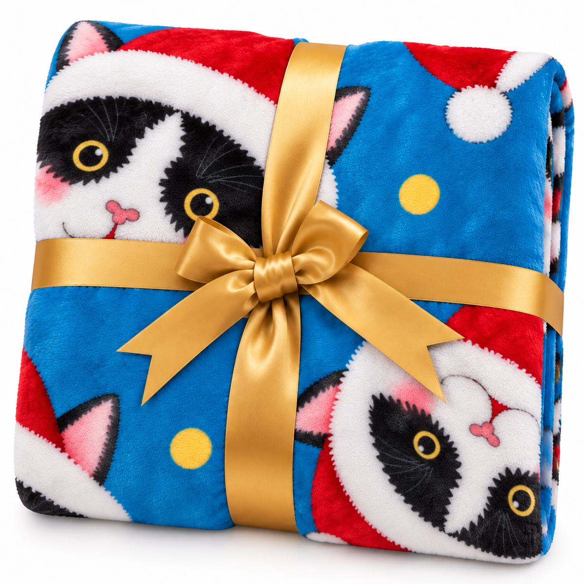 Chats Festifs & Bonnets de Père Noël — Plaid Noël