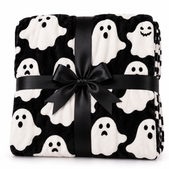 Fantômes Blancs sur Nuit Noire — Plaid Halloween