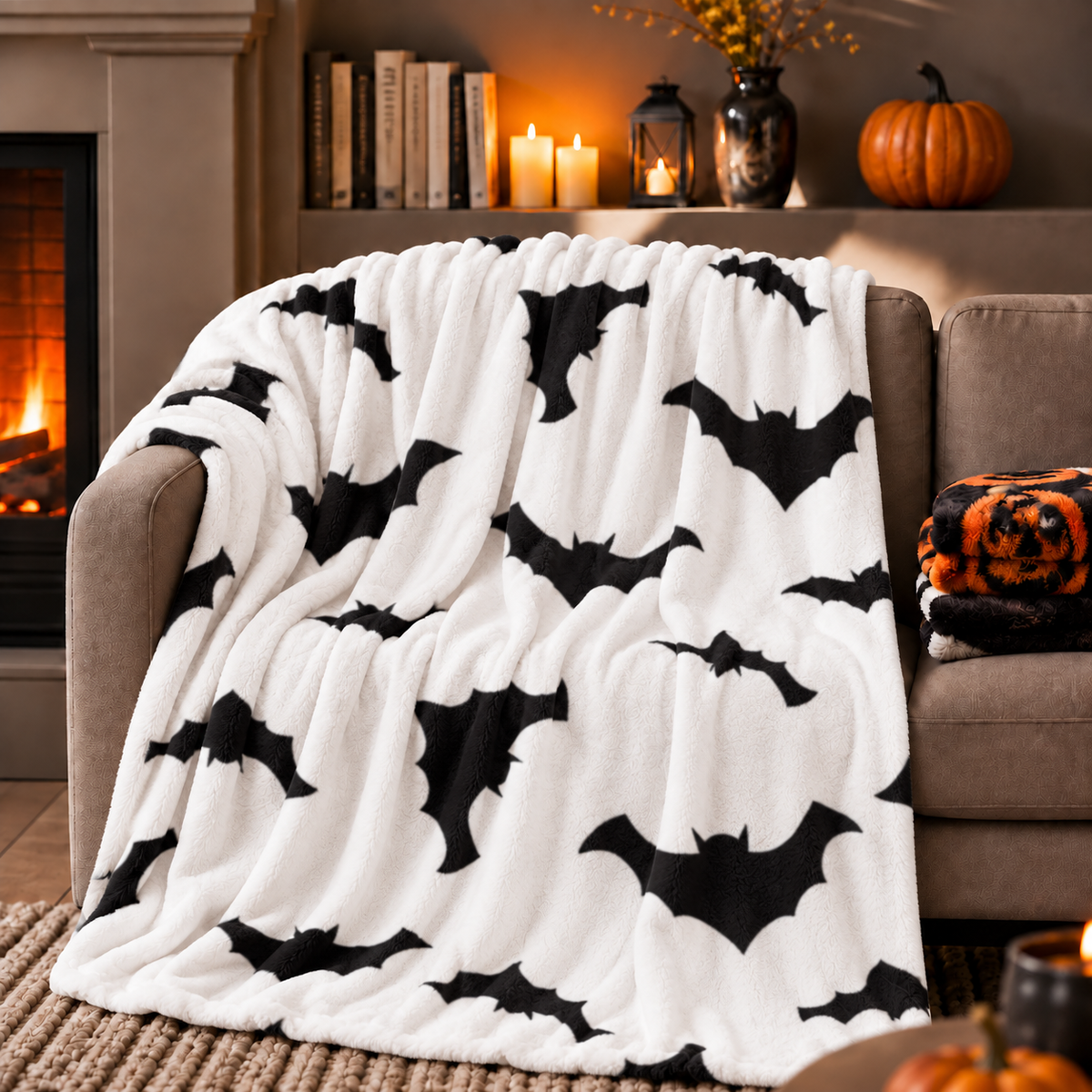 Chauves-Souris Noires & Nuit —  Blanche Plaid Halloween
