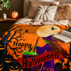 Sorcière au Clair de Lune & Citrouilles — Plaid Halloween