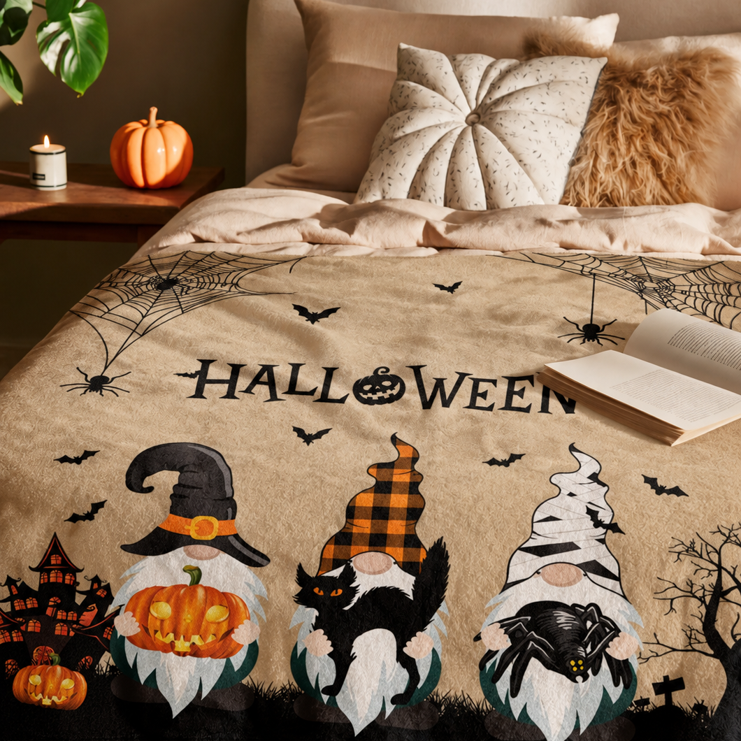 Gnomes Sorciers, Citrouilles & Toiles d’Araignée — Plaid Halloween