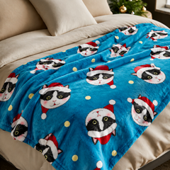 Chats Festifs & Bonnets de Père Noël — Plaid Noël