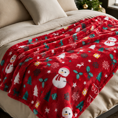 Bonhommes de Neige & Sapins — Festifs Plaid Noël