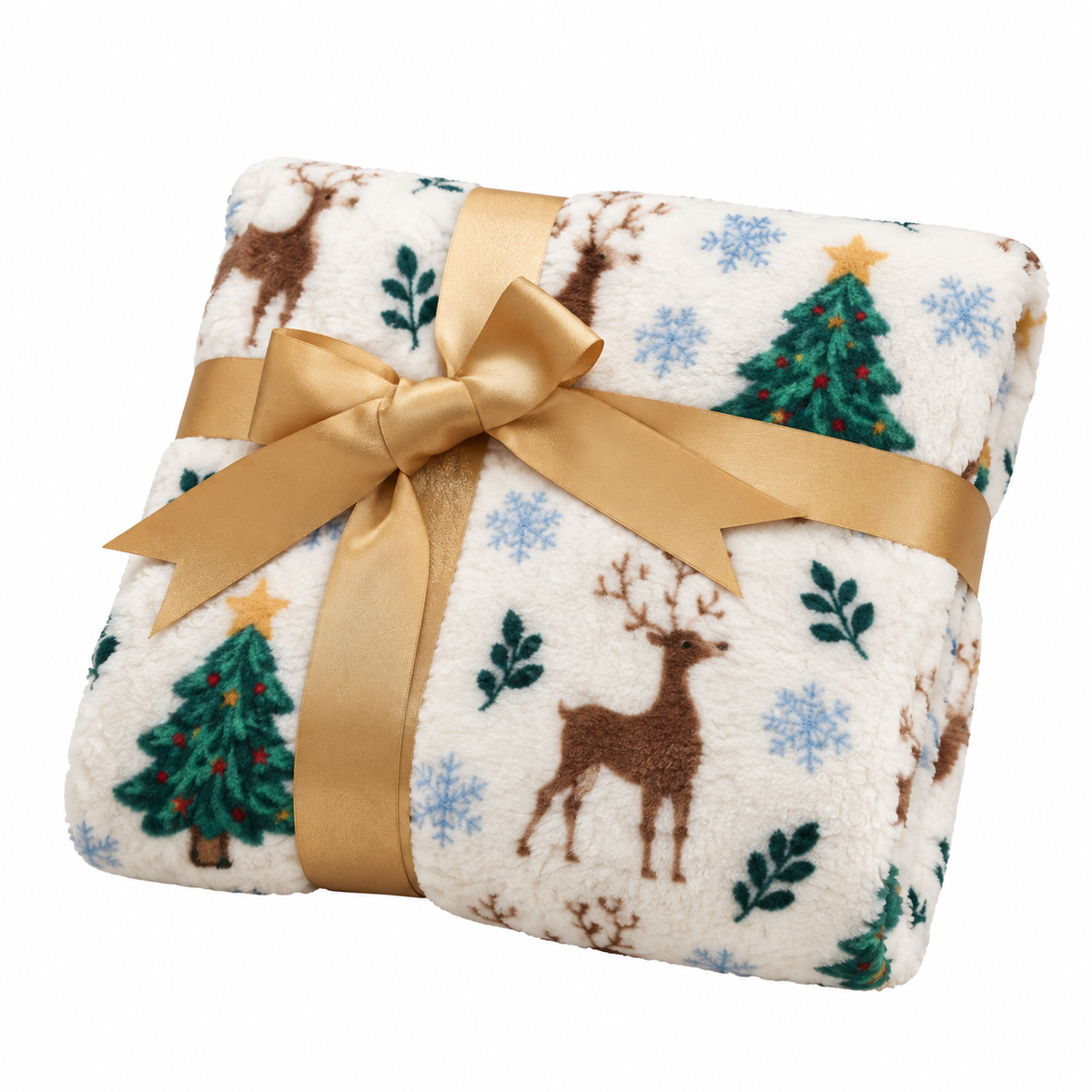 Plaid Noël XXL — Rennes, Sapins & Flocons