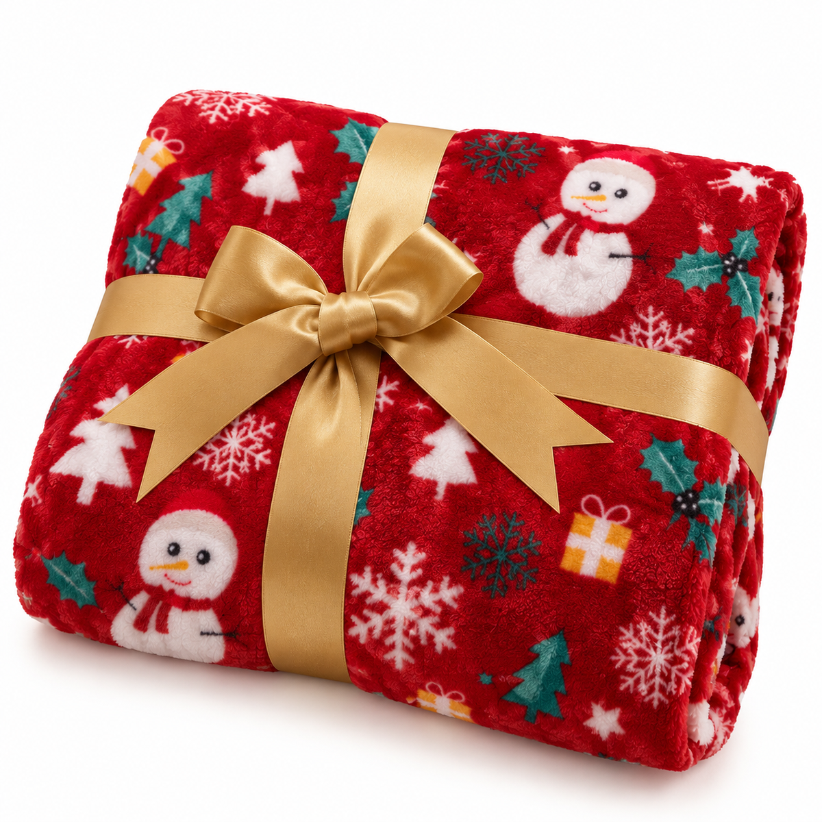 Bonhommes de Neige & Sapins — Festifs Plaid Noël