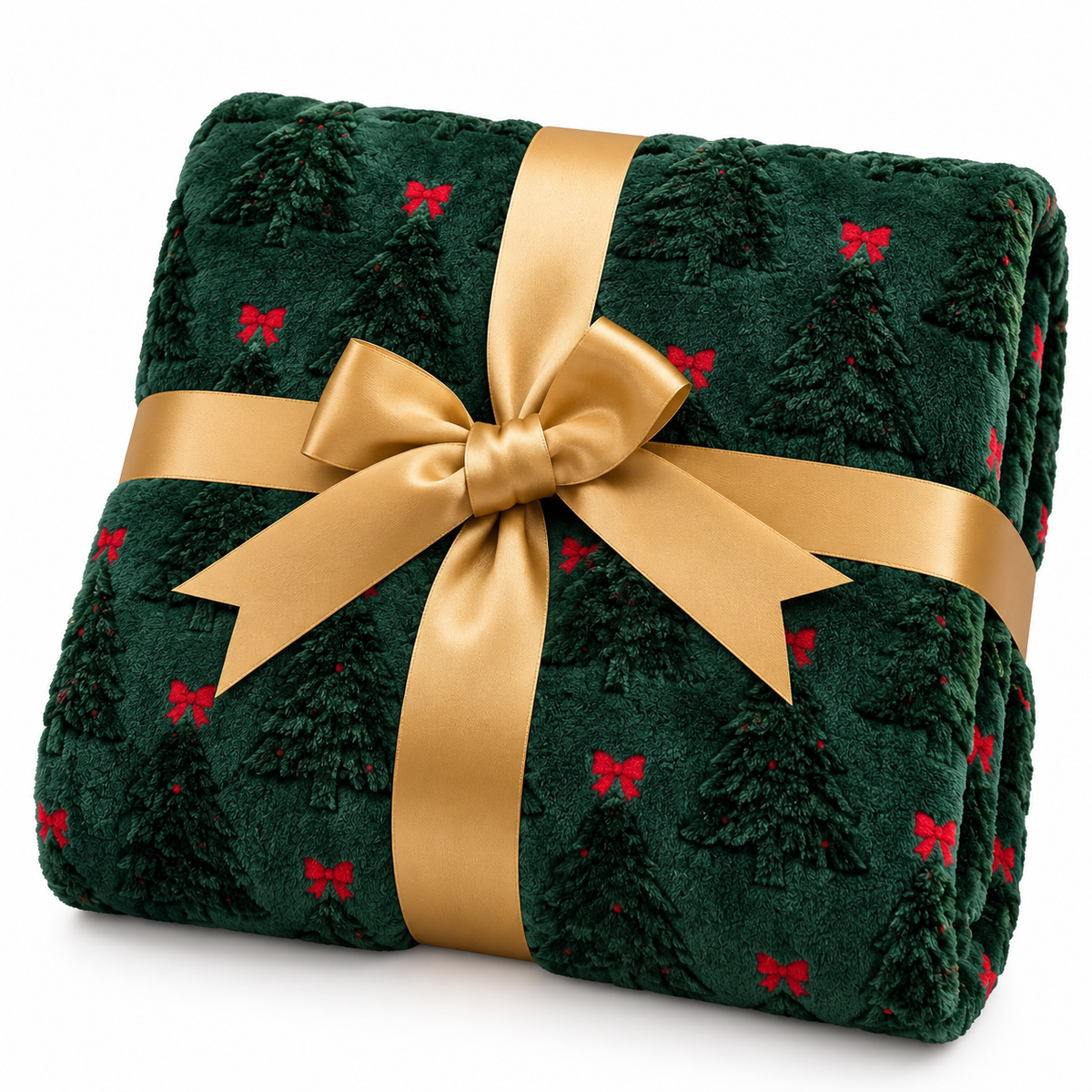 Vert Sapin & Nœuds Rouges — Plaid Noël