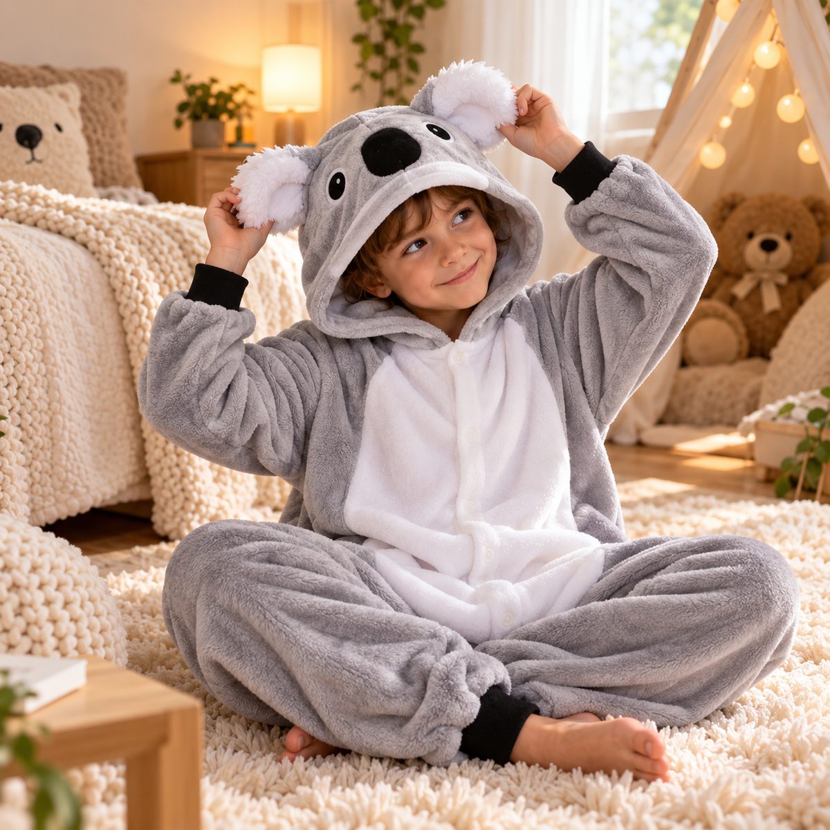 Flannel Cartoon Animal Onesie Pajamas