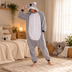 Flannel Cartoon Animal Onesie Pajamas