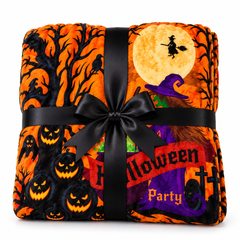 Sorcière au Clair de Lune & Citrouilles — Plaid Halloween